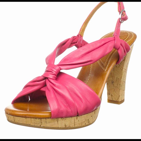 Naya Shoes - Nya Wind pink soft twisted leather sling back cork heels size 7N